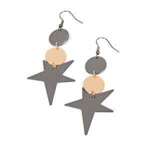 Gold and Gunmetal Star Drop Earrings